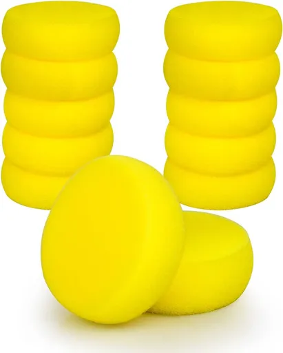 12 Pcs Yellow Round Painting Sponges Applicator Watercolor Synthetic Sponges Artist Sponges for Painting, Ceramics, Pottery, Watercolor, Household Use & More (3 Inch)