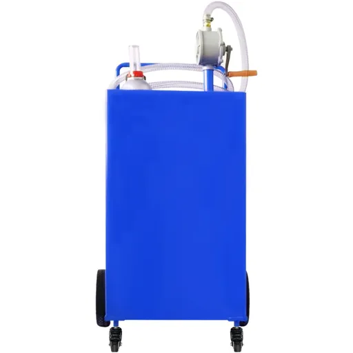 114L Fuel Caddy, Gas Storage Tank & 4 Wheels, with Manuel Transfer Pump, Gasoline Diesel Fuel Container for Cars, Lawn Mowers, ATVs, Boats, More, Blue