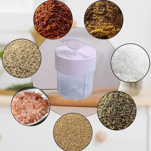 Spice Container, 4 In 1 Plastic Salt And Pepper Shaker, Spice Dispenser, Travel Spice Jar For Home Restaurant Camping Travel Cooking BBQ (1pcs)