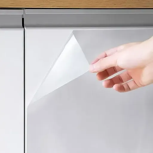 Clear Self-Adhesive PET Protective Film, Oil- and Water-Resistant Covering for Kitchen Walls and Furniture, 45 x 500 cm