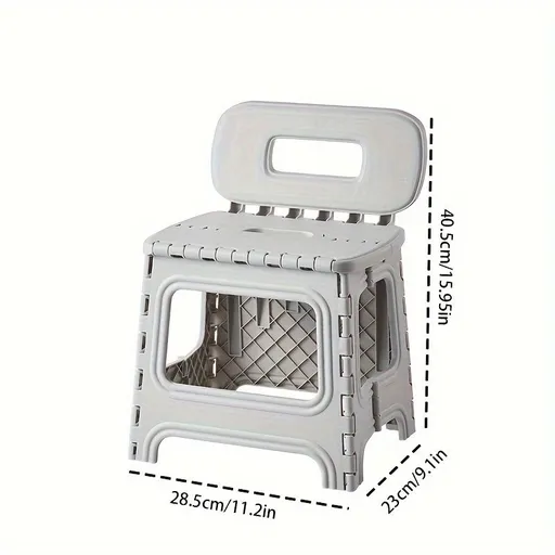 White folding plastic stool, stool with backrest, portable stool, durable stool, comfortable seating, extra seating, step stool, camping stool, Australian home, space-saving furniture