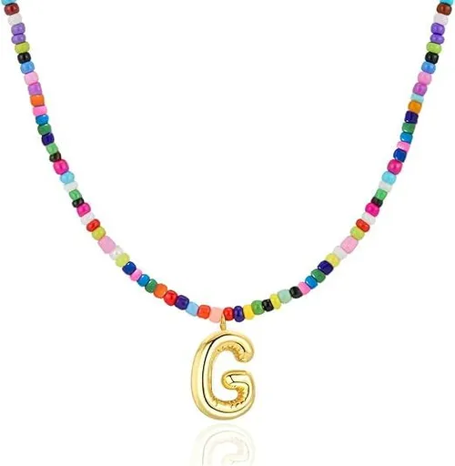 Colorful Initial Necklaces Graduation Gifts for Girls Kids Teens, 6-18 Year Old Girl Birthday Gift Teen Girl Gifts Trendy Stuff Gold Bubble Letter Pendent Necklace Jewelry（G)