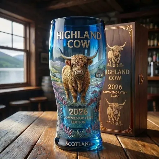 Loch Ness Monster Commemorative Glass, Scotland Themed Beer Pint Glass, Premium Crystal Beer Glass for Unsolved Mystery Lovers Whiskey, Beer (Blue)