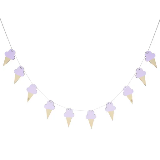 10Pcs Ice Cream Shape Wooden Hanging Garland Nursery Children Bedroom Wall Decorations (Purple)