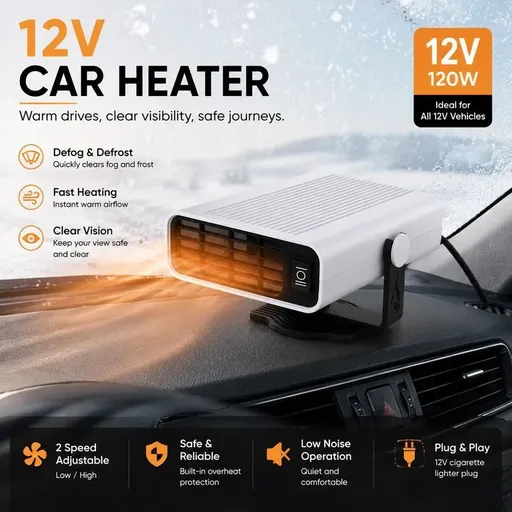 12V Black Auto Heater Universal Fast Warm Sedan Warmer