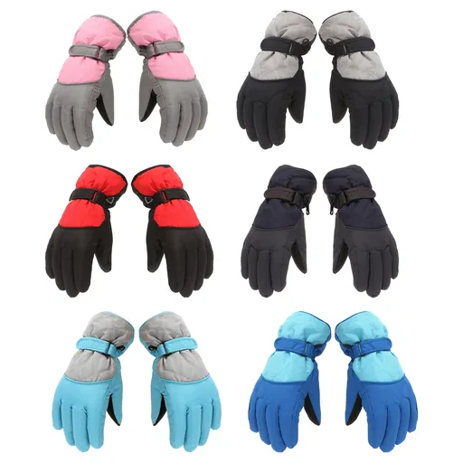 Dengjunhu Kids Winter Gloves - Snow & Ski Waterproof Youth Gloves for Boys & Girls - Insulated for Cold Weather Outdoor Play, Skiing & Snowboarding L Black