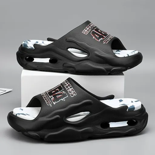 Men'S Slippers EVA Slippers Indoor Outdoor Slippers Beach Slippers Shower - Black - Size 44