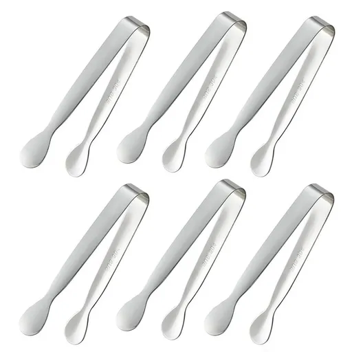 6PCS Mini Small Tiny Tongs, 4.25Inch Stainless Steel Small Tongs for Serving Food, Kitchen 304stainless Steel