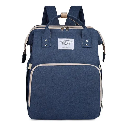 Convertible Baby Bed Diaper Backpack, Waterproof Oxford Multifunction Mommy Bag, Hand/Shoulder/Backpack 3-Way for Travel and Outdoor Use - Dark Blue