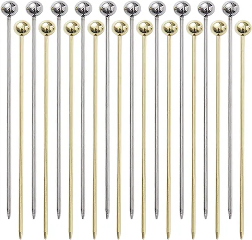20 PCS Stainless Steel Cocktail Toothpicks, Picks for Drinks, Reusable Skewers Metal Tooth Appetizers (4.3 Inch)