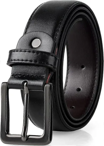 Men's Black Leather Belts, 120cm Genuine Leather Belt for Men