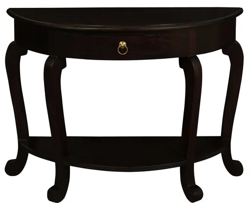 Emilie Cabriole Leg 1 Drawer Half Round Entry Table - Chocolate