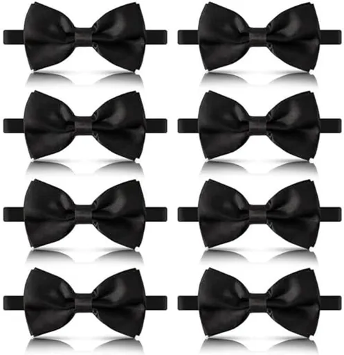 8 men's bow ties, pre-tied men's bow ties, adjustable satin bow tie for all ages