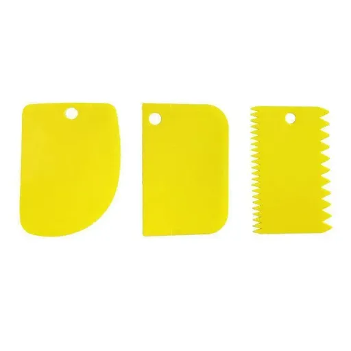 3Pcs Dough Cutter Icing Scraper Kitchen Tool Pastry Bowl Divider Bench Fondant - Yellow