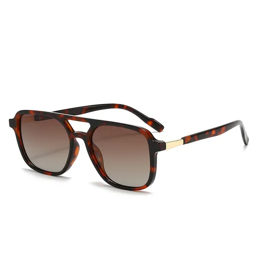 Polarized Sunglasses Retro Double Bridge Square Frame UV400 Protection Driving Eyewear