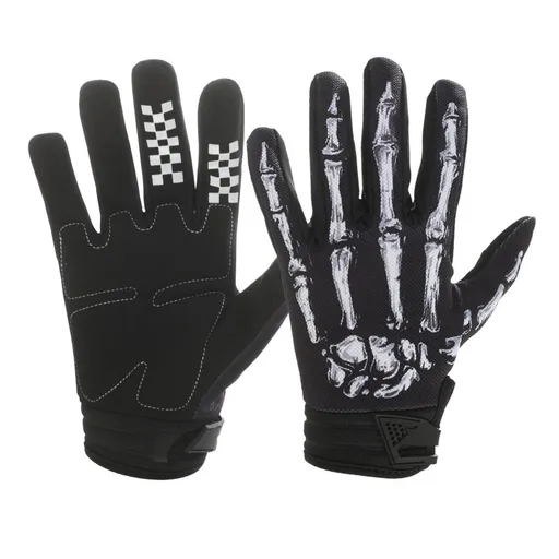 LOHAS FOX Skeleton Rose Motorcycle Gloves White skeleton