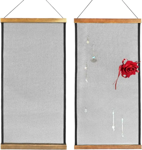 Earring Organizer Hanging Mesh, 2 Pack Wall Jewelry Organizer Necklaces Holder Rack for Earrings, Bracelets, Rings, Girls Hair Clips Hanger