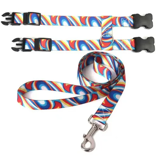 Adjustable Nylon Pet Harness Cat Dog Leash Blue M
