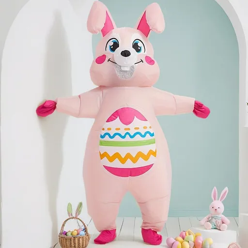 Inflatable Costume Oversized Bunny 190 cm Pink USB Battery Powered