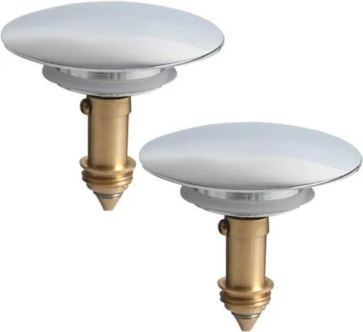 2 Pcs Bathroom Pop Up Sink Drain Stopper 66 mm Bathroom Sink Stopper, Pop-Up Click Clack Plug, Solid Brass Chrome Plated Plug, Suitable for Kitchen Bathroom Wash Basin