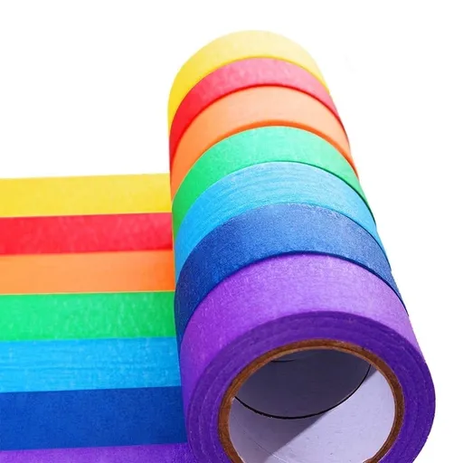 Coloured Tape,Decorative Writable Colored Masking Tape for Arts Crafts, Labeling or Coding 7 Color Rolls 0.94in*39.37ft Art Supplies