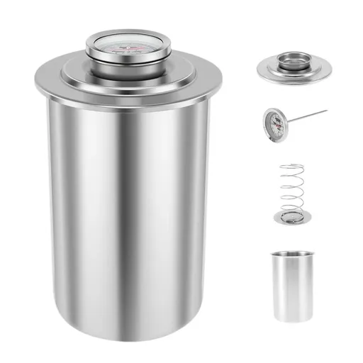 304 Stainless Steel Ham Maker Press With Large Dial Thermometer Ham Press Cooking Tool for deli meats, Including 20 Cooking Bags and Recipe Guide（No handle）