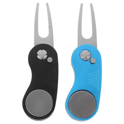 Compact Golf Divot Fixers, Lightweight Aluminum, Foldable Design, Assorted Colors, 2Pcs