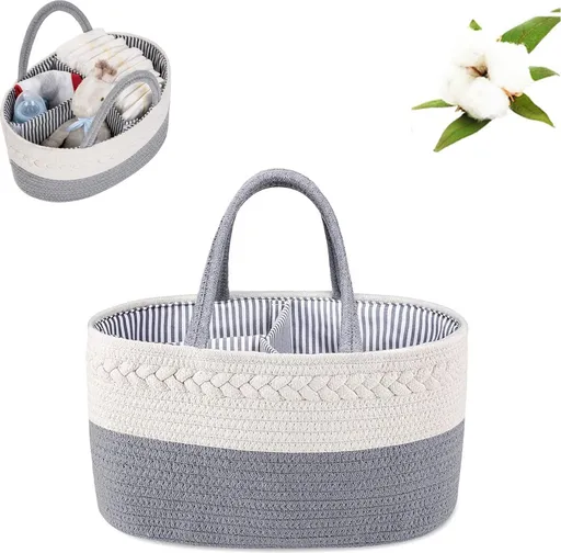 Diaper Bag - Changing Table Basket - Diaper Basket - Changing Bag - Diaper Organizer - Nursery Storage Basket - Baby Diaper Organizer - Diaper Organizer - Maternity Gift - Toy Basket - For Nursery Accessories - Baby Shower - Removable Dividers