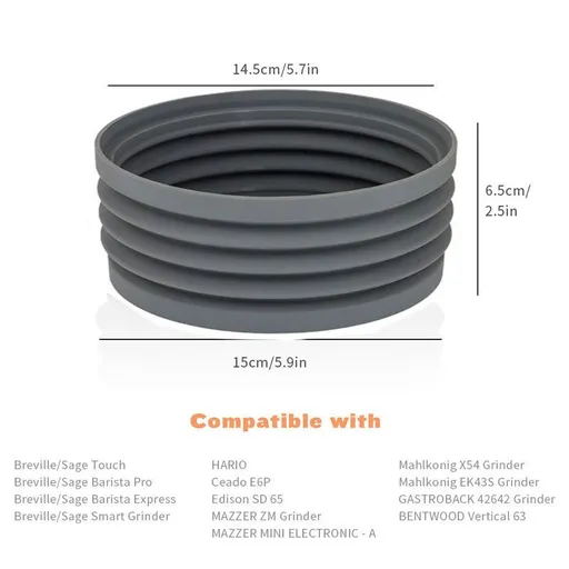 1 pcs Silicone Bellow Compatible for Single Dose Hopper for Machine With Grinder - Extended Version grey
