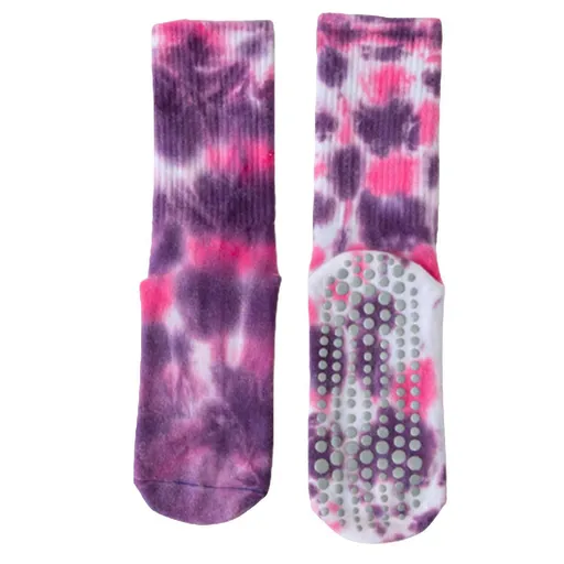 Women's Tie Dye Grip Socks Non Slip Crew Yoga Pilates Fitness Dance Workout Sports Socks