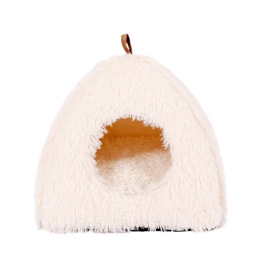 Rabbit Bed and Hideout, Warm Calming Cave Bed for Ferrets, Guinea Pigs, Hamsters and Other Small Animals (white S)