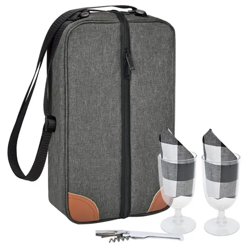 Insulated Wine Tote Bag With Stainless Wine Glasses. For Boating Travel. Wine Cooler Bag For Beach. Portable Wine Carrier & Tumblers For Picnic. Outdoor Wine Lovers Gift