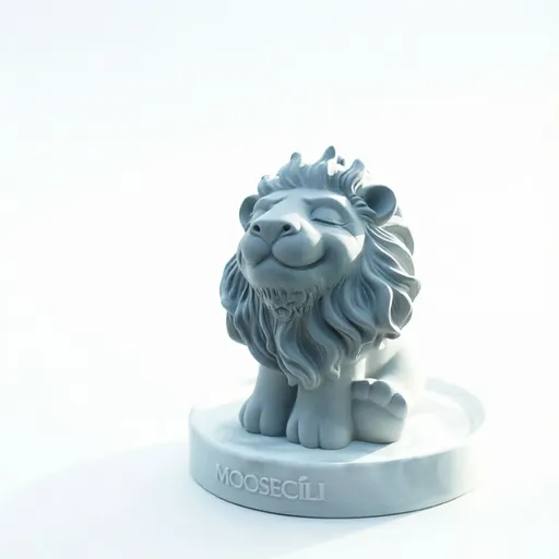 Smiling Lion Gypsum Statue - Handcrafted Plaster Aromatherapy Diffuser & Artistic Home Decor for Shelf, Desk, and Bedroom - Minimalist White Animal Sculpture Gift