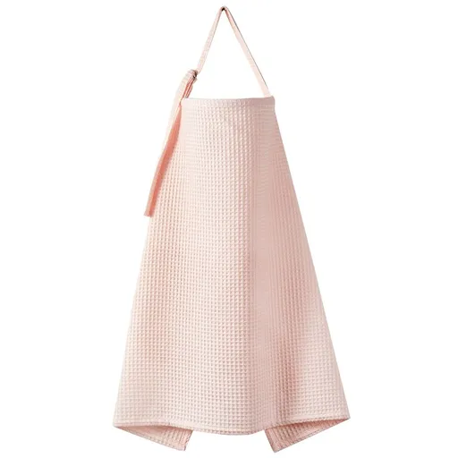 Waffle Weave Multifunctional Nursing Cover - 100% Cotton Breathable Breastfeeding Scarf Adjustable Anti-Exposure Feeding Cover, Reusable Baby Swaddle Blanket (Pink 62*95cm)