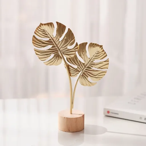 Leaf Decor Metal Golden Leaf Ornaments and Base Modern Simple Gold Leaf Table Sculpture for Living Room Bedroom Bookshelf Desktop Decoratio, Valentines Day Decorations: Desktop Ornament Gold3