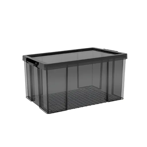Plastic Storage Box 25L 50L Stackable Clear Front Clothes Organiser With Lid - 51.5x37.5x31.5cm