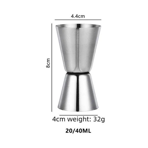 Dual‑Ended Cocktail Jigger 20ml /40ml, Stainless Steel Bar Measuring Cup for Home Bartending & Drink Mixing