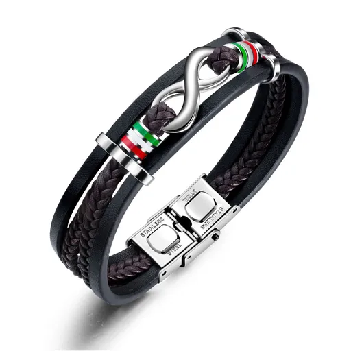 Hand woven multi-layer leather bracelet with infinite 8-shaped trendy men's hip-hop leather bracelet accessories