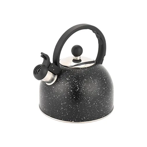 Whistling Kettle 2.5L Tea Pot Fast Boiling with Handle,Stainless Steel, Stovetop Kettle for Camping Dorm Outdoor Kitchen , Black