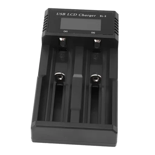 Battery Charger Smart LCD Display 2 Bay USB Charging Compact for 3.7V Lithium Battery 1.2V Ni MH Ni Cd Battery