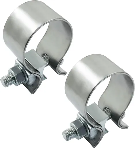 1.75 inch Exhaust Clamp 1 3/4" Stainless Steel Narrow Band Muffler Clamp, 2Pcs