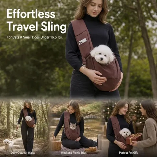 Breathable Cat Carrier Up To 16.5lbs, Coffee With Phone Pocket, Understated Weekend Travel Buddy