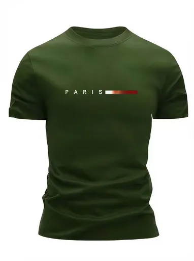 Men'S T-Shirt Lightweight T-Shirt Crew Neck T-Shirt Quick Dry T-Shirt Paris - Green - Size XXL