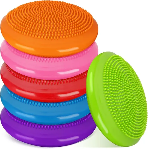 6 Pcs Wiggle Seat Inflated Wobble Cushion for Sensory Kid 13 Inch Balance Disc Kids Flexible Seating Exercise Pad Chair Classroom Office School Curated Color
