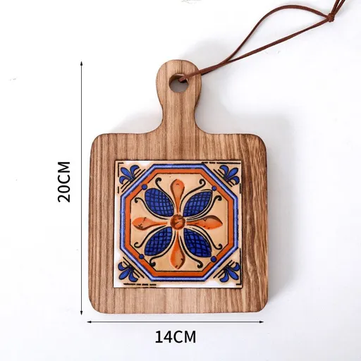 vintage trivet, wooden trivet, tile inlay trivet, heat resistant trivet, kitchen decor, hot pot pad, insulated trivet, Australian kitchen accessories, bench top protector, gift idea - Camel - Size 3