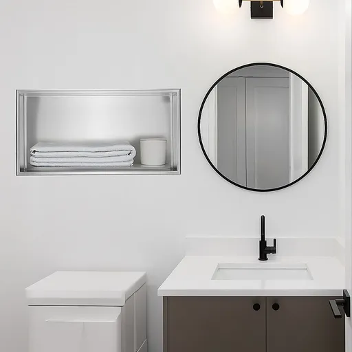 641 x 336 x 101mm Shower Niche Single Shelf Organizer No Tile Needed in Stainless Steel