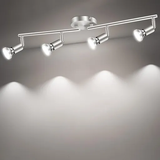 LED Ceiling Light,4 Way Rotatable Spot Lights for Ceiling,Flexible Ceiling Lights for Bedroom,Living Room, Black Nickel with Protectiv Bulb Trims(Gu10 Bulbs Not Included)