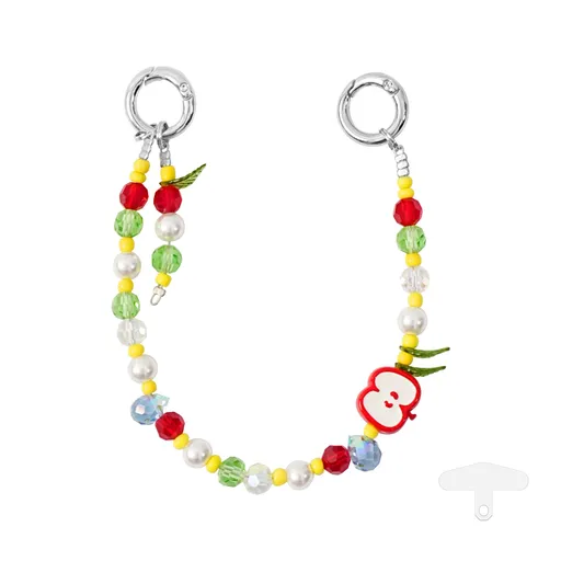 YKA-9 Trendy Double-Clasp Beaded Phone Wrist Strap - Colorful Acrylic & Metal Anti-Loss Lanyard with Spacer Gift