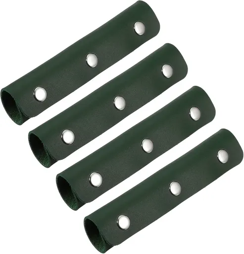 4 Pcs Handbag Handle Covers, PVC Leather Grip Protectors with Suede Lining, Dark Green