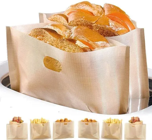 10 Piece Reusable Toaster Bags Non-Stick Toast Pockets for Bread Toaster Grill